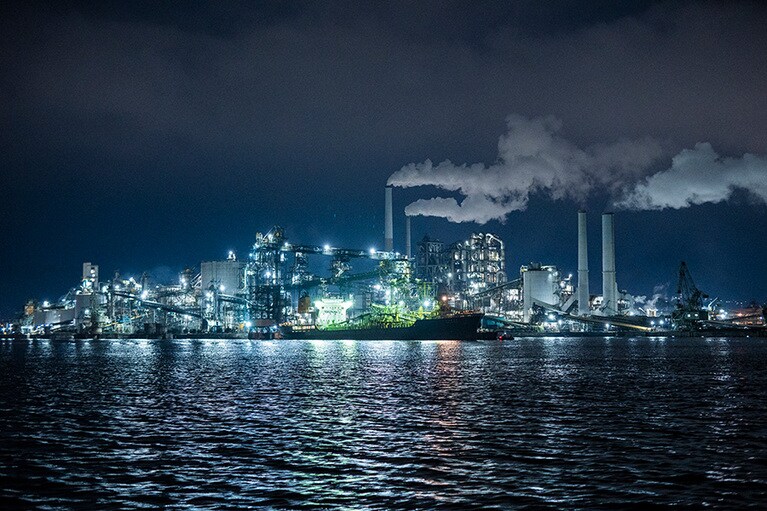 周南市工場夜景。