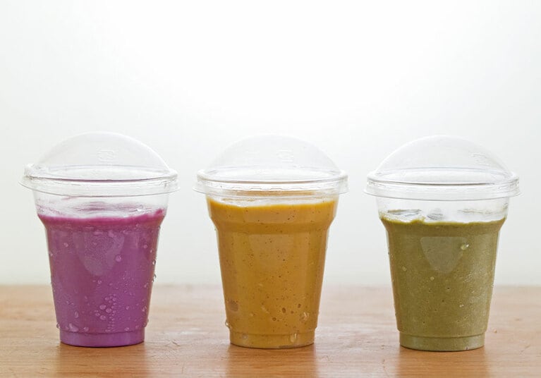 飲む焼芋(紫芋、熟し芋、芋の葉)各 600円／南風農菓舎