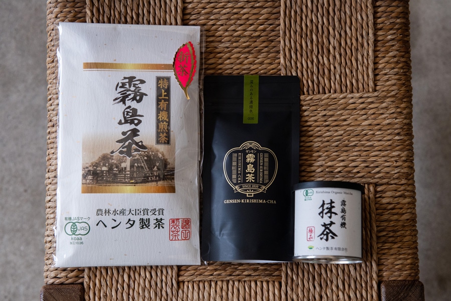 JR九州のクルーズトレインななつ星で提供されている特上有機煎茶、霧島有機抹茶など、自慢の茶が揃う。