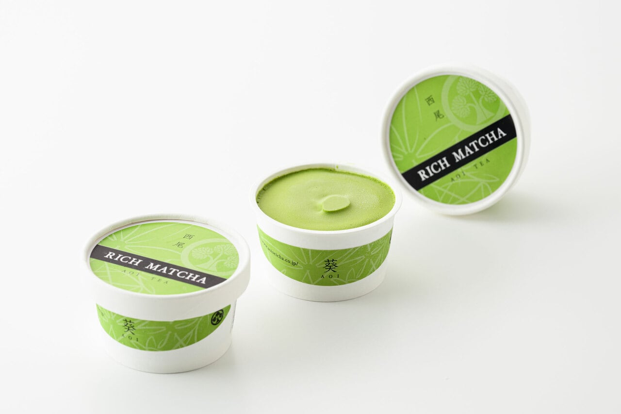 RICH MATCHA アイスクリーム 各432円（80g）。※価格は9月から450円に変更／葵製茶