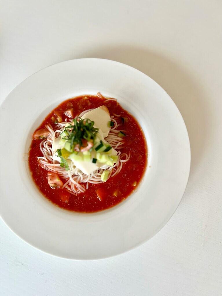 谷口先生のレシピより「トマトそうめん」。