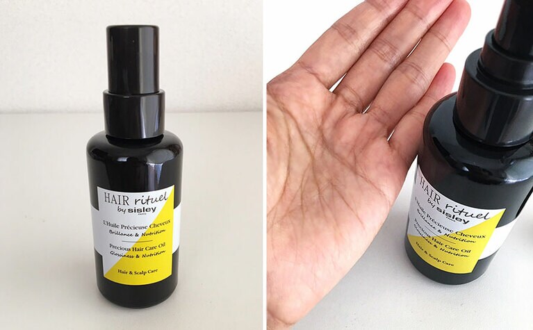 「ヘア リチュアル プレシャス ヘアケア オイル」。サラサラな質感で、多くつけてもべたつきません。
