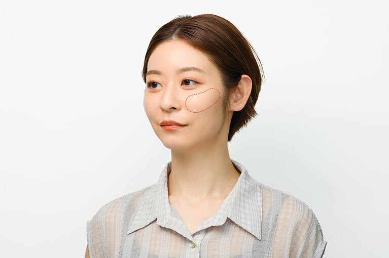 ここがチークを入れる位置。