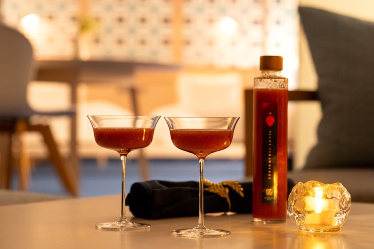 「紅ほっぺ」のフレッシュな風味を活かしたカクテル。