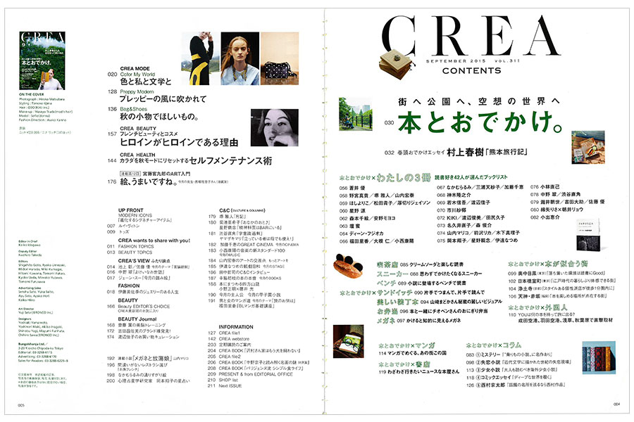 2015年9月号目次。