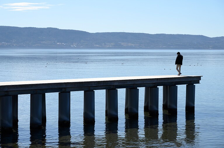 佐和田海水浴場には、フォトスポットとして人気の「あめやの桟橋」も。