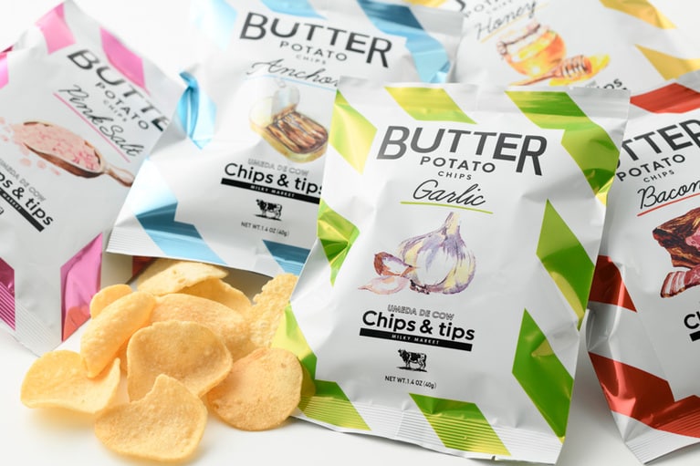 バターポテトチップス　ギフトボックス 1,900円(5個入り)。