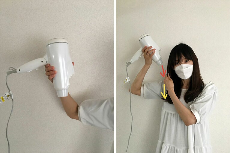 本体部分を持つと「下向き」の風を作りやすい。